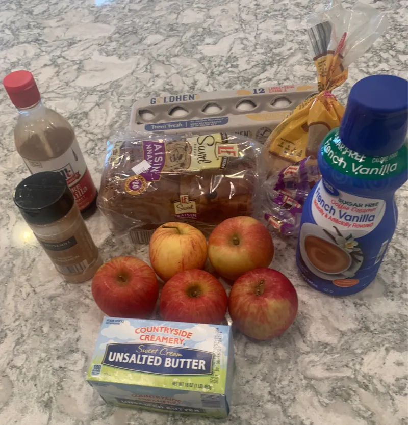Cinnamon Raisin Bread French Toast with Griddled Apples ingredients