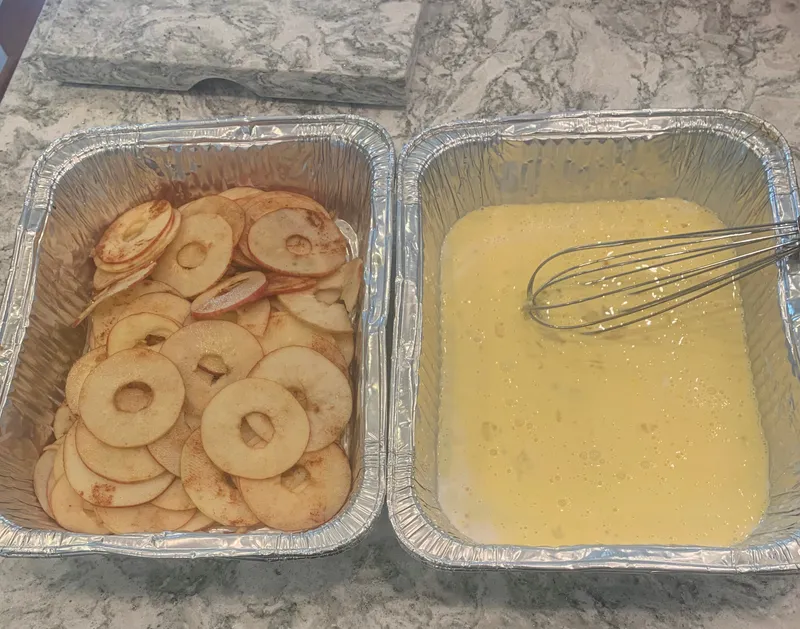 Preparing Cinnamon Raisin Bread French Toast with Griddled Apples