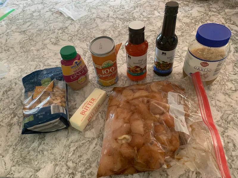 Easy Orange Cashew Chicken ingredients