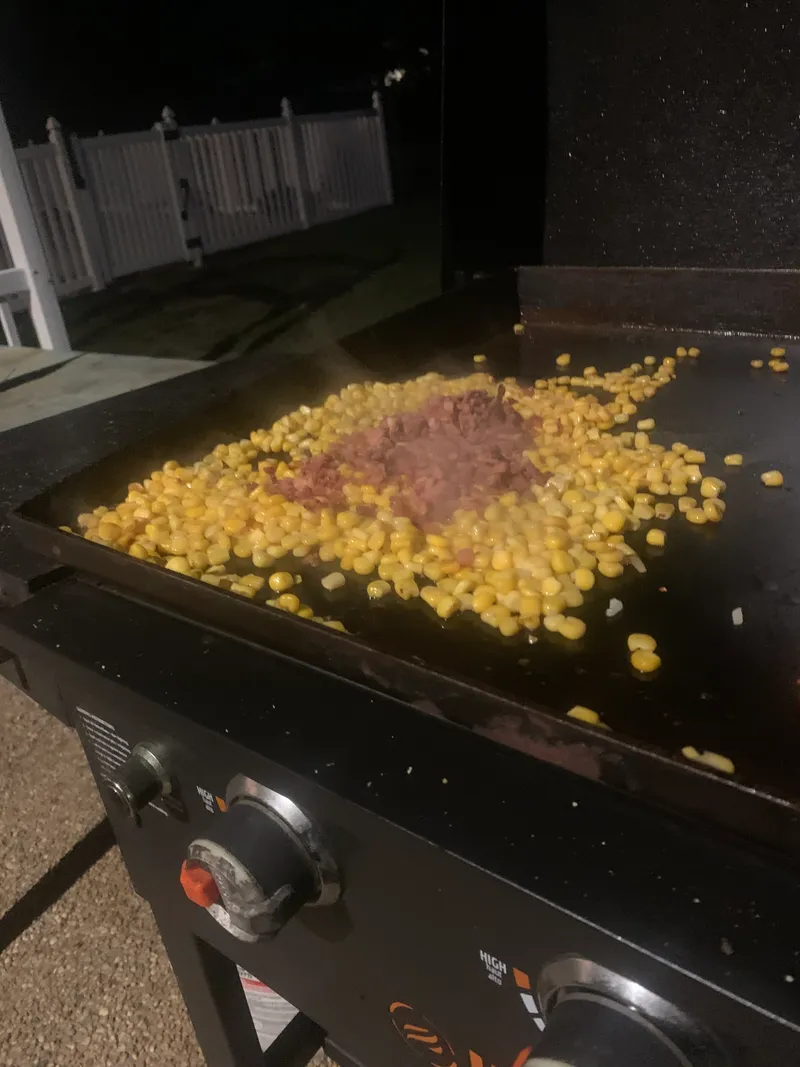 Preparing Bacon Corn w/ Lime Crema