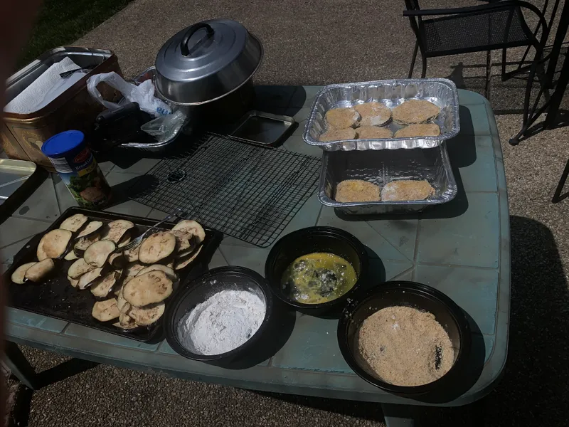 Preparing Griddle Eggplant Parmesan