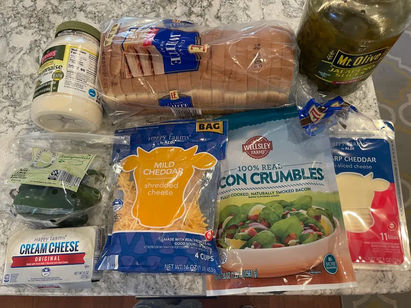 Jalapeño Popper Griddled Cheese ingredients