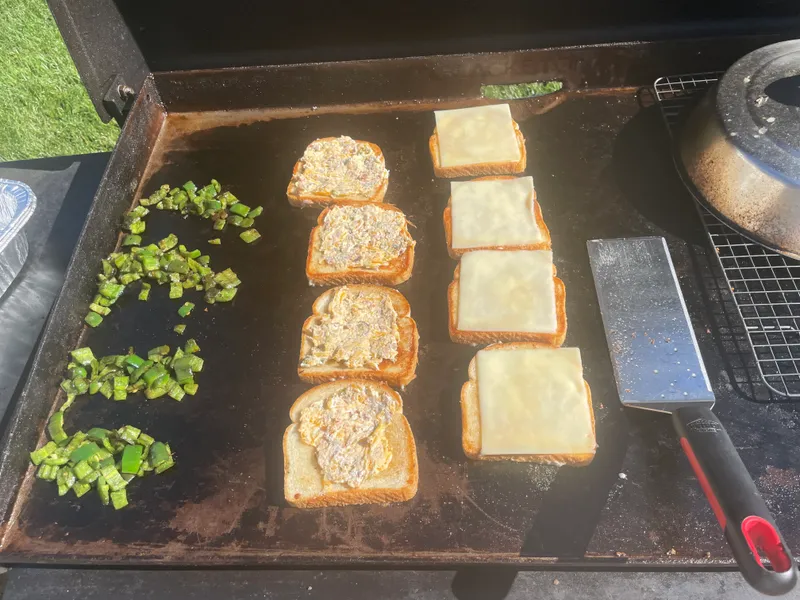 Preparing Jalapeño Popper Griddled Cheese