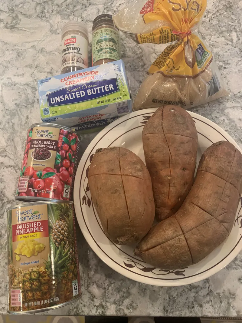 Cranberry Pineapple Sweet Potato Hash ingredients